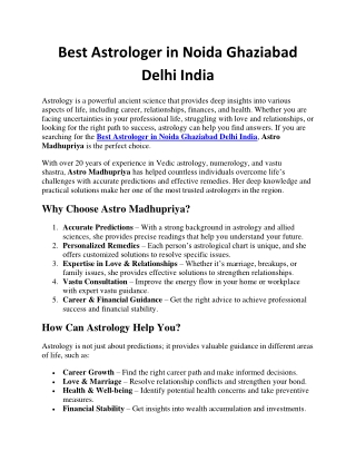 Best Astrologer in Noida Ghaziabad Delhi India