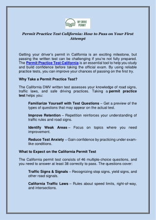 Permit Practice Test California: How to Pass on Your First Attempt
