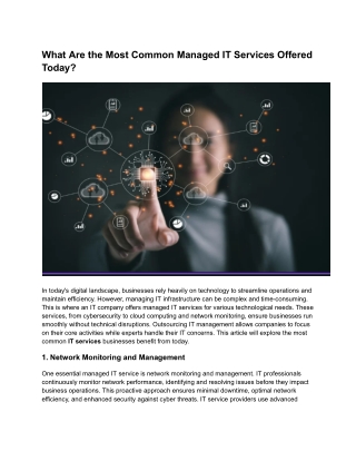 What Are the Most Common Managed IT Services Offered Today?