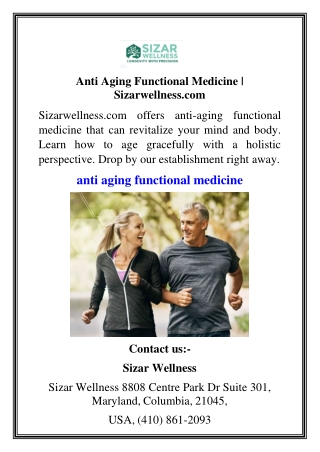 Anti Aging Functional Medicine Sizarwellness.com