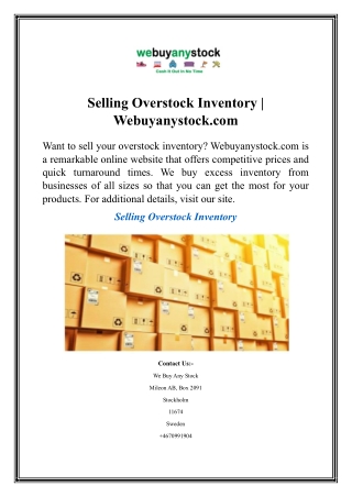 Selling Overstock Inventory Webuyanystock