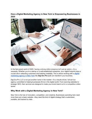 How a Digital Marketing Agency in New York is Empowering Businesses in 2025