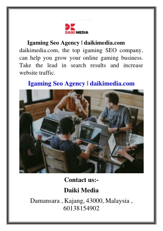 Igaming Seo Agency daikimedia.com