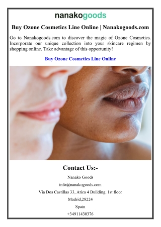 Buy Ozone Cosmetics Line Online | Nanakogoods.com