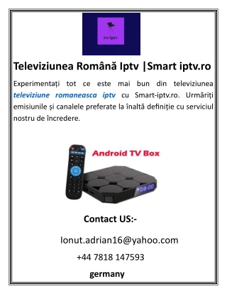 Televiziunea Română Iptv Smart-iptv.ro