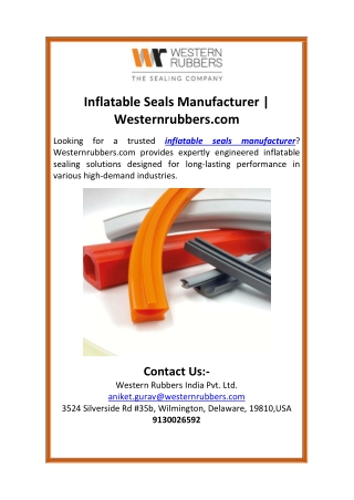 Inflatable Seals Manufacturer | Westernrubbers.com