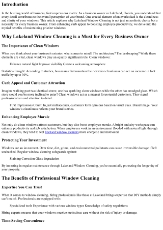 Why Lakeland Window Cleaning is a Must for Every Business Owner