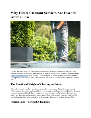 Why Estate Cleanout Services Are Essential After a Loss