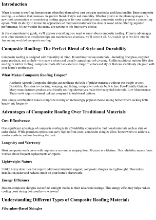 Composite Roofing: The Perfect Blend of Style and Durability.
