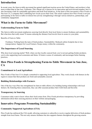 How Pitco Foods is Strengthening Farm-to-Table Movement in San Jose, CA