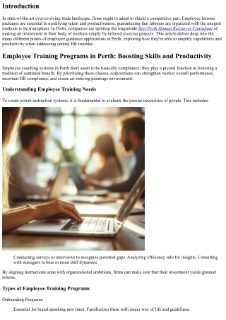 Employee Training Programs in Perth: Boosting Skills and Productivity