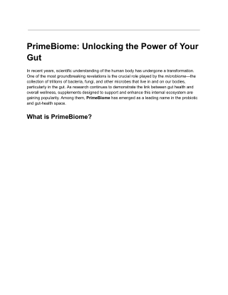 PrimeBiome- Unlocking the Power of Your Gut