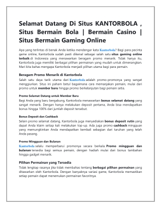 Selamat Datang Di Situs KANTORBOLA