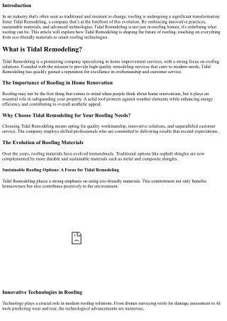How Tidal Remodeling Is Shaping the Future of Roofing