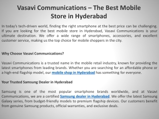 Vasavi Communications – The Best Mobile Store in Hyderabad