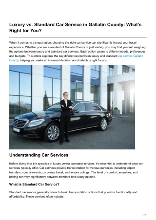 Luxury vs. Standard Car Service in Gallatin County What’s Right for You