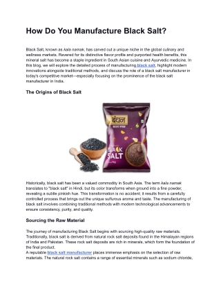 How Do You Manufacture Black Salt