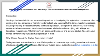 Simplified Startup Registration in India with Taxlegit: Your Guide to Hassle-Fre
