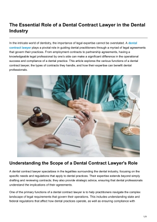 The Essential Role of a Dental Contract Lawyer in the Dental Industry
