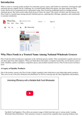 Why Pitco Foods is a Trusted Name Among National Wholesale Grocers