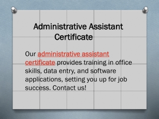 Administrative Assistant Certificate