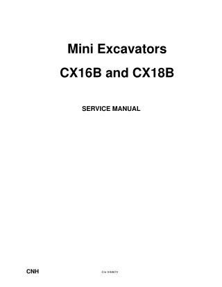 CASE CX18B MINI EXCAVATOR Service Repair Manual Instant Download