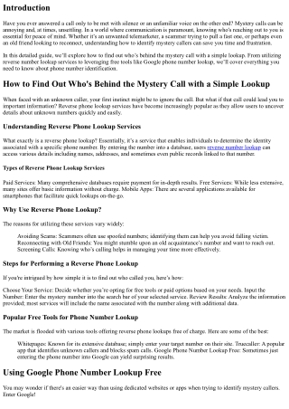 How to Find Out Who's Behind the Mystery Call with a Simple Lookup