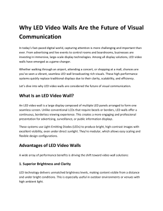 Why LED Video Walls Are the Future of Visual Communication