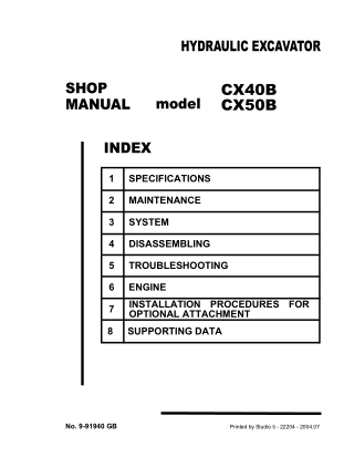 CASE CX50B MINI EXCAVATOR Service Repair Manual Instant Download