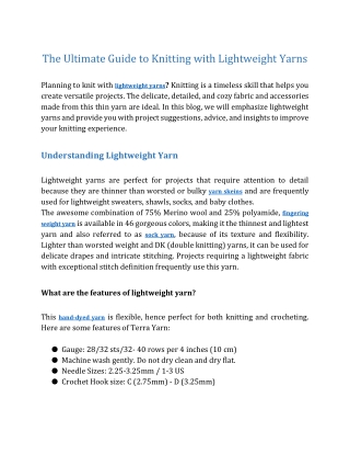 The Ultimate Guide to Knitting with Lightweight Yarns