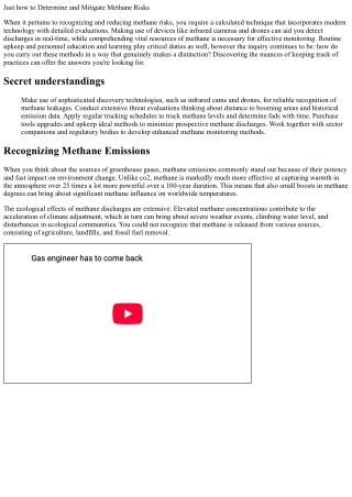 Just how to Determine and Reduce Methane Risks