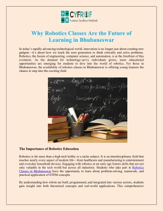 Why Robotics Classes Are the Future of Learning in Bhubaneswar