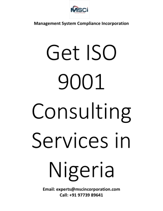 Get ISO 9001 Consulting Services in Nigeria