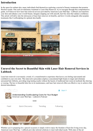 Unravel the Secret to Beautiful Skin with Laser Hair Removal Services in Lubbock