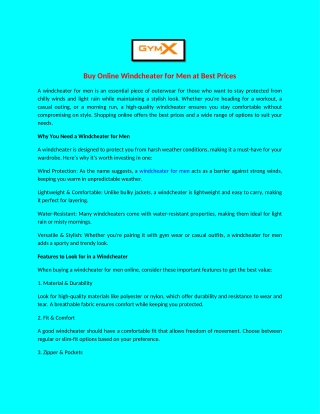 Buy Online Windcheater for Men at Best Prices