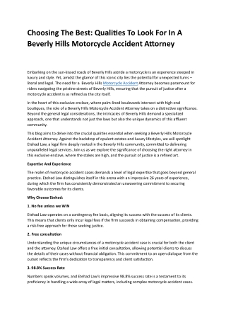 Beverly Hills Motorcycle Accident Attorney