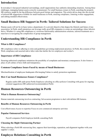 Small Business HR Support in Perth: Tailored Solutions for Success