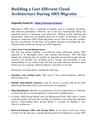 Building a Cost-Efficient Cloud Architecture During AWS Migratio