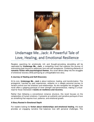 Undamage Me Jack- A Powerful Tale of Love, Healing, and Emotional Resilience