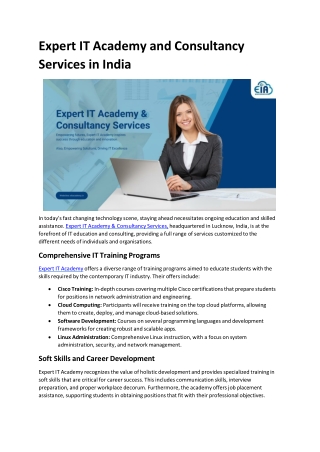 Expert IT Academy and Consultancy Services in India