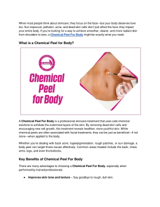 Revive and Refresh Your Skin with a Chemical Peel For Body