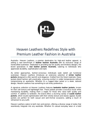 Heaven Leathers Redefines Style with Premium Leather Fashion in Australia