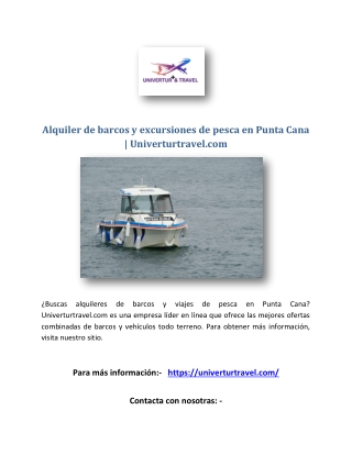 Alquiler de barcos y excursiones de pesca en Punta Cana | Univerturtravel.com