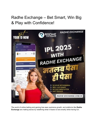 Radhe Exchange – Bet Smart, Win Big & Play with Confidence!