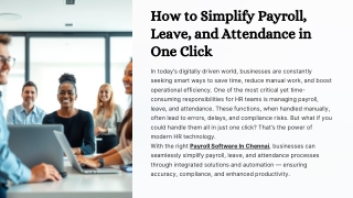 How to Simplify Payroll, Leave, and Attendance in One Click