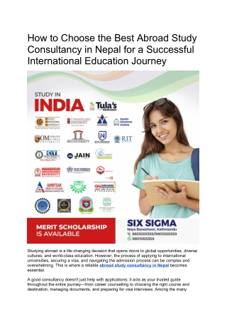 How to Choose the Best Abroad Study Consultancy in Nepal for a Successful International Education Journey