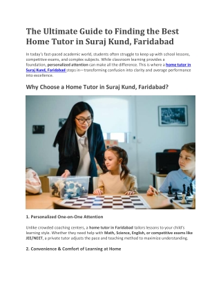 Best Home Tutors in Suraj Kund Faridabad | 1-on-1 Coaching