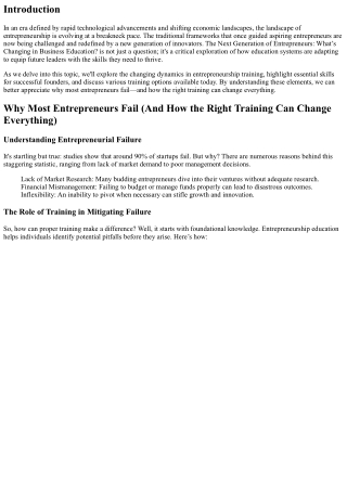 The Next Generation of Entrepreneurs: What’s Changing in Business Education?