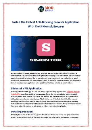 Install The Fastest Anti-Blocking Browser Application With The SiMontok Browser