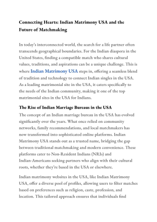 Connecting Hearts_ Indian Matrimony USA and the Future of Matchmaking